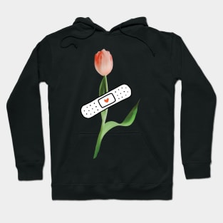 Tulip with band aid patch Hoodie